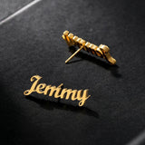 Cursive Nameplate Stud Earrings Stainless Steel Jewelry Gift