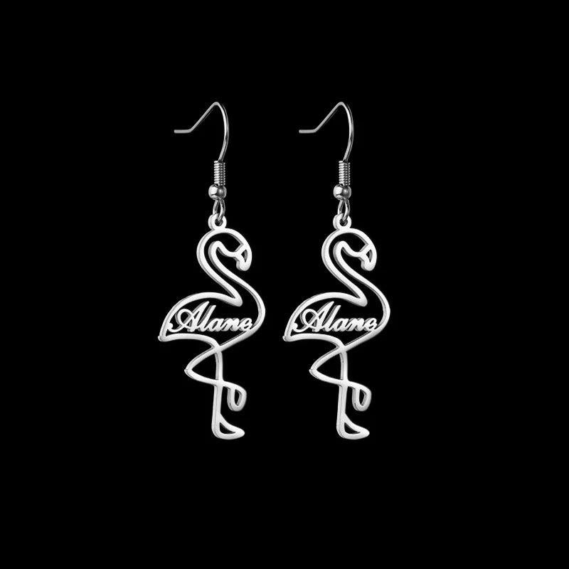 Flamingo Name Dangle Earring Stainless Steel