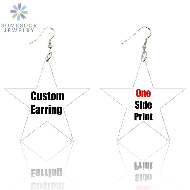 SOMESOOR Star Afro Wood Earrings African Bohemian Pendant Dangle Art Jewelry