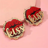 Bamboo Earrings Hot Lip Kiss Large Hoop European American Punk Earring