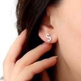 Letter Earring Studs Stainless Steel One Initial Girl Gift