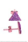 Pink CZ Star Silver Earrings
