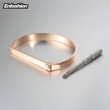 Personalized Engraved Flat Bar Cuff Bracelet Stainless Steel Bangle