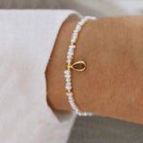 Retro Charm Pearl Crystal Beads Bracelet Zircon Pendant Bangle