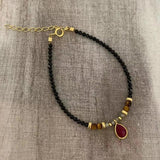 Retro Charm Pearl Crystal Beads Bracelet Zircon Pendant Bangle
