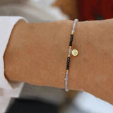 Retro Charm Pearl Crystal Beads Bracelet Zircon Pendant Bangle