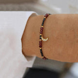 Retro Charm Pearl Crystal Beads Bracelet Zircon Pendant Bangle