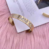 LUER 5A Zircon Cuff Bangle Personalized Rhinestone Jewelry