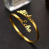 Personalized Couples Name Steel Silver Bracelets Women Bangle