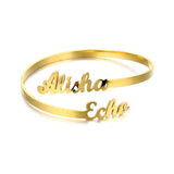 Personalized Couples Name Steel Silver Bracelets Women Bangle