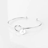 Personalized Stainless Steel Bangle Bracelet with Laser Engraved Name Initial