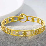 Adjustable Charm Name Bracelet Stainless Steel Cuff Bangle Gift