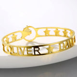 Adjustable Charm Name Bracelet Stainless Steel Cuff Bangle Gift