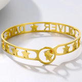 Adjustable Charm Name Bracelet Stainless Steel Cuff Bangle Gift
