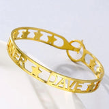 Adjustable Charm Name Bracelet Stainless Steel Cuff Bangle Gift