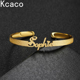 6mm Stainless Steel Name Bracelet - Adjustable Plated Bangle for Women Men
