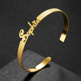 6mm Stainless Steel Name Bracelet - Adjustable Plated Bangle for Women Men