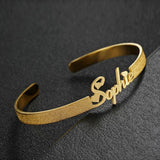 6mm Stainless Steel Name Bracelet - Adjustable Plated Bangle for Women Men