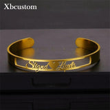 Personalized Name 2 Names Bangles Bracelets Stainless Steel Wedding Jewelry