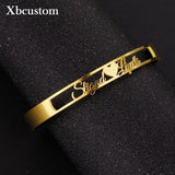 Personalized Name 2 Names Bangles Bracelets Stainless Steel Wedding Jewelry
