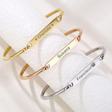 Engraving Name Bracelet Bangles for Women Girl Stainless Steel Open Bangle