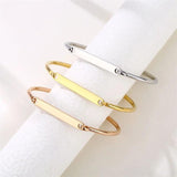 Engraving Name Bracelet Bangles for Women Girl Stainless Steel Open Bangle
