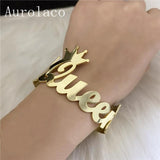 AurolaCo Nameplate Name Bracelet Personalized Cuff Bangle