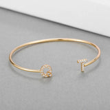 Personalized Initial Bracelet Pave Crystal Cuff Bangle