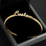 3mm Name Bracelet Stainless Steel Frosted Adjustable Bangle for Women