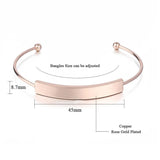 Personalized Rose Bangles Engraved Name Letters Date Open Bangles & Bracelets