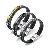 Custom Leather Bracelets for Men - Stainless Steel Double Layer Bracelets
