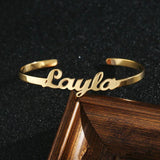 Rose Plated Open Bracelet Personalized Stainless Steel Name