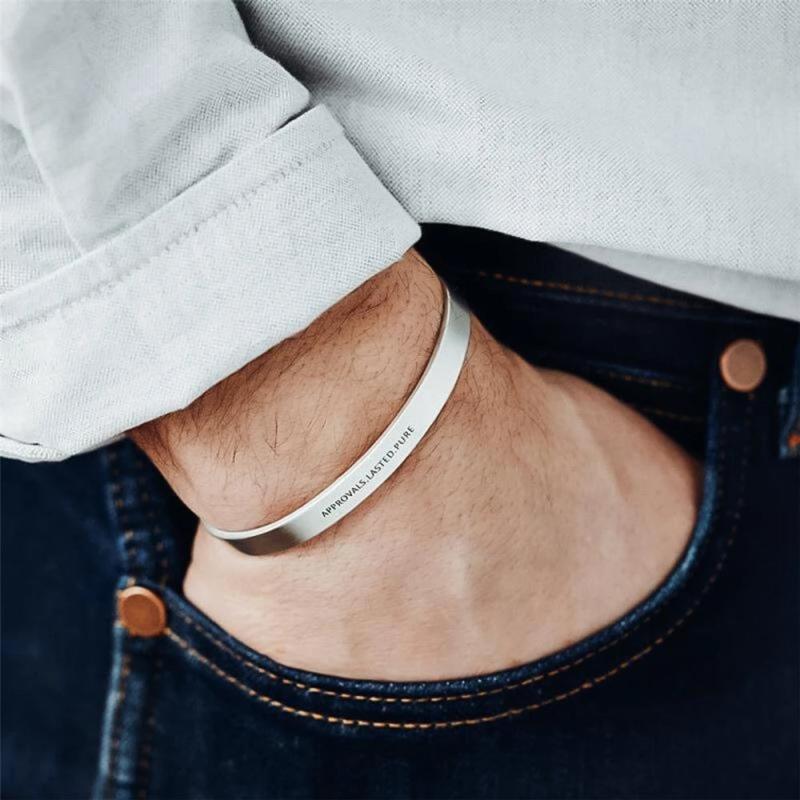 Personalized Stainless Steel Name Bracelet with Time Letters