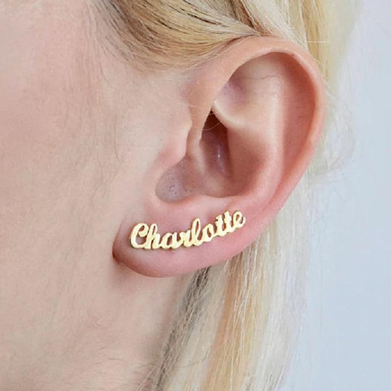 Customize Cursive Name Earring Stainless Steel Studs