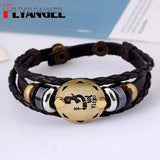 Zodiac Constellation Bracelet for Men - Multilayer Braided Leather