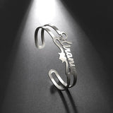 Fishhook Name Bangle Personalized Bracelet Adjustable Cuff Wristband