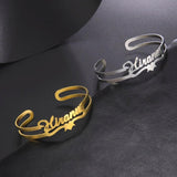 Fishhook Name Bangle Personalized Bracelet Adjustable Cuff Wristband