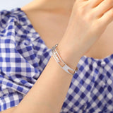 Fishhook Name Bangle Personalized Bracelet Adjustable Cuff Wristband