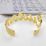 Name Bracelet Charm Bangle Personalized Stainless Steel Jewelry