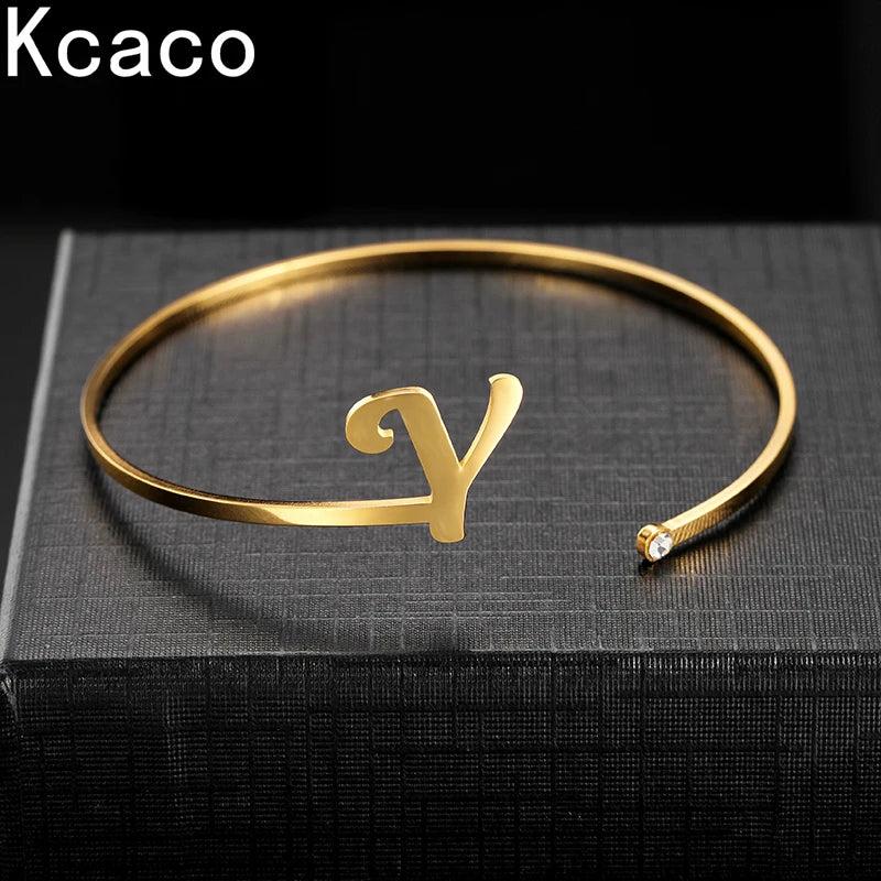Initials Bracelet Birthday Stone Zircon Bangle Gift
