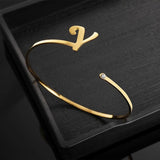 Initials Bracelet Birthday Stone Zircon Bangle Gift