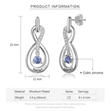 Personalized Silver Infinity Name Earrings with Birthstone Engraving