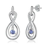 Personalized Silver Infinity Name Earrings with Birthstone Engraving