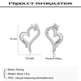 Personalized Name Engraved Heart Stud Earrings with CZ - Birthday Gift