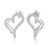 Personalized Name Engraved Heart Stud Earrings with CZ - Birthday Gift