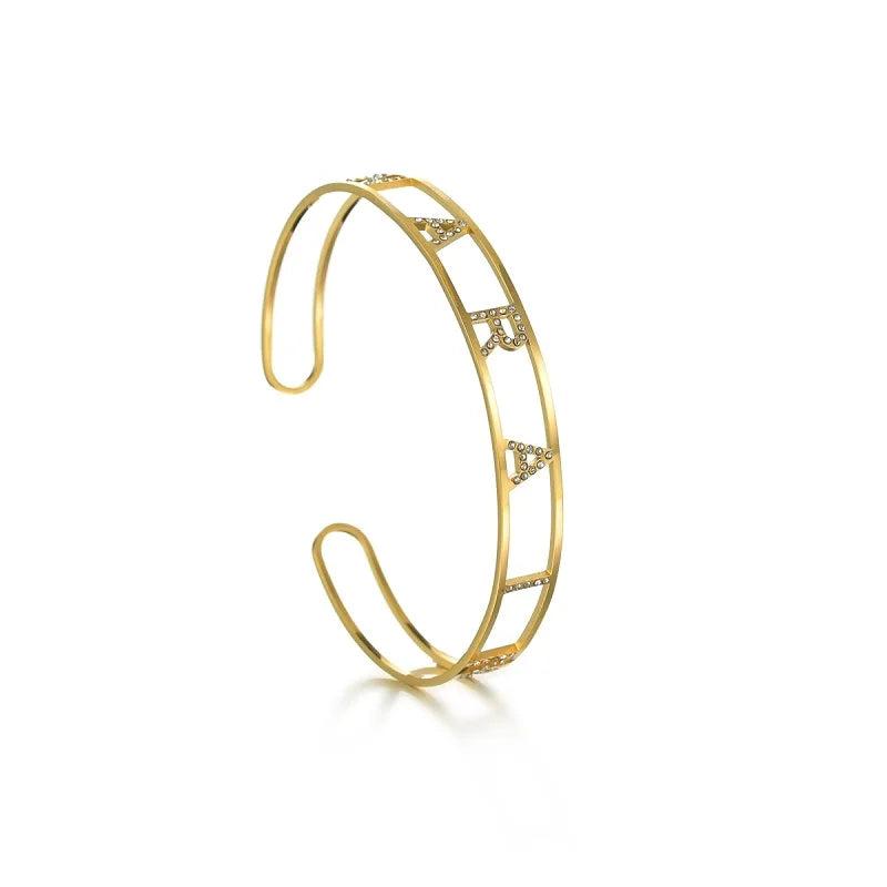 Nextvance Stainless Steel Name Bracelet Rhinestone Bangles Women Jewelry