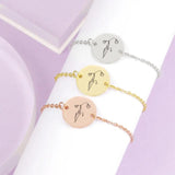 Birth Flower Name Bracelet Stainless Steel Personalized Name Bangle