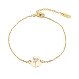 Birth Flower Name Bracelet Stainless Steel Personalized Name Bangle