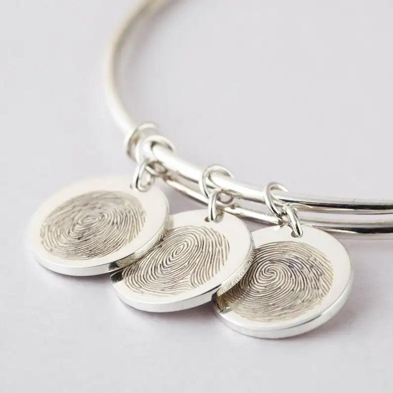 Handwriting Bangle Bracelet Fingerprint Jewelry Mothers Gift