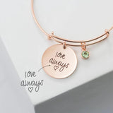 Personalized Stainless Steel Bangle with Birthday Stone